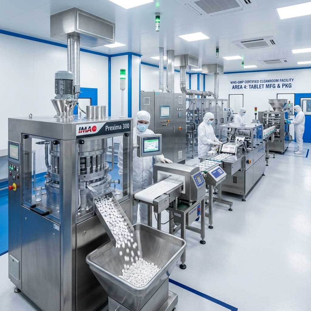 Pharmaceutical tablet manufacturing line